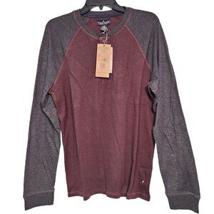 Tailor Vintage Men's Henley Long Sleeve Shirt Raspberry Fudge/Charcoal Heather M